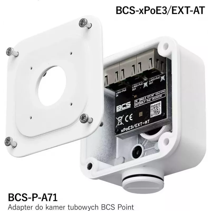 BCS BCS-xPoE3/EXT-AT 3-Portowy Przełącznik PoE+, 2x PoE+ 30W, 1x Uplink, 250m EXTEND, Metal