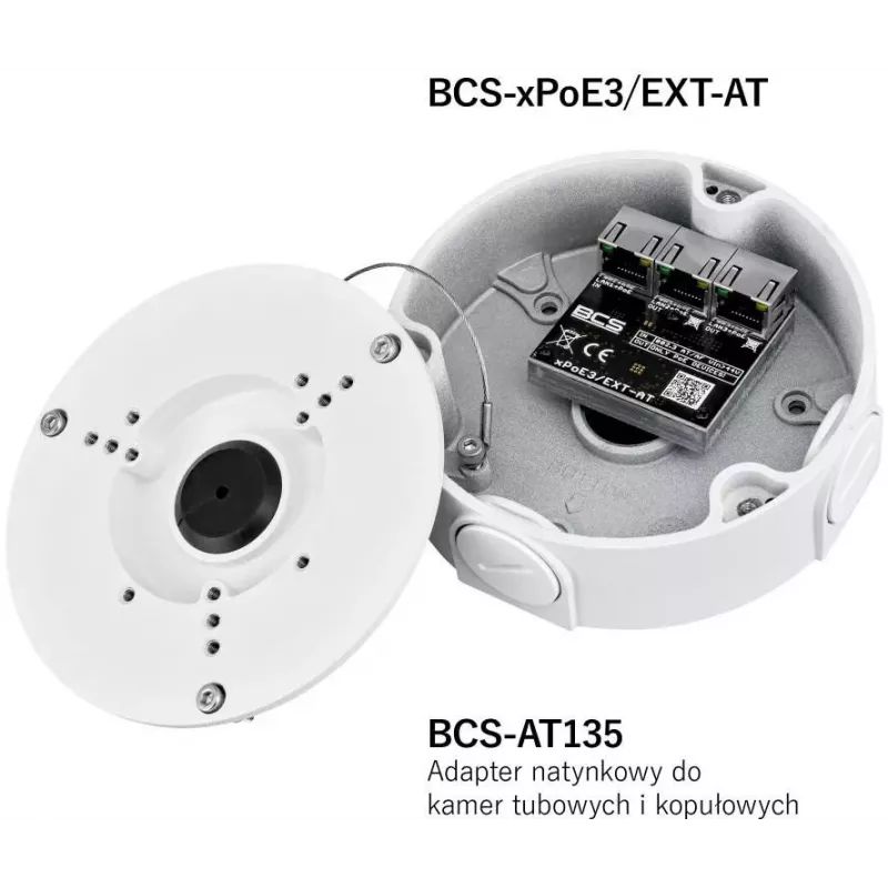 BCS BCS-xPoE3/EXT-AT 3-Portowy Przełącznik PoE+, 2x PoE+ 30W, 1x Uplink, 250m EXTEND, Metal