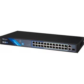 BCS BCS-B-SP2402G-1SFP 24-Port PoE+ Unmanaged Switch z 2 portami Gigabit Uplink i 1 gniazdem SFP