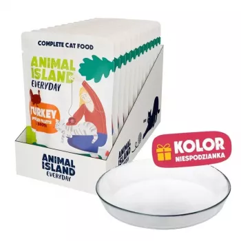 ANIMAL ISLAND Indyk w Filecikach w Sosie 12x85g + Talerzyk