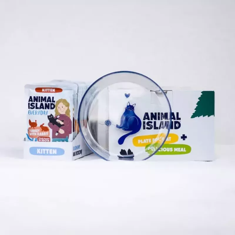 ANIMAL ISLAND Kitten Turkey & Rabbit 12x85g z bonusową miseczką