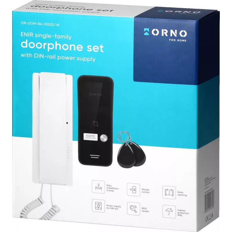 ORNO OR-DOM-BA-935ZD/W 2-przewodowy zestaw domofonowy audio dla domu jednorodzinnego, biały