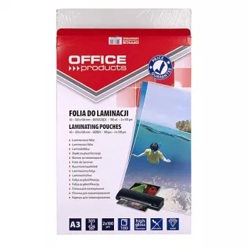 Folia do laminowania PBS OFFICE PRODUCTS A3 2x100 mikronów błyszcząca 100 arkuszy przezroczysta