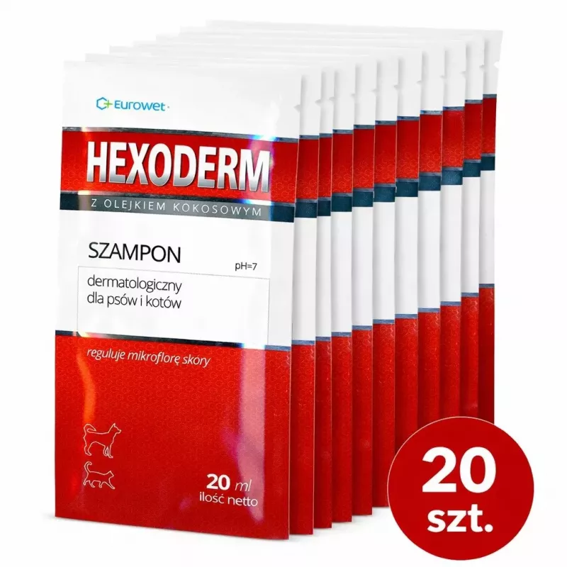 EWE EUROWET Hexoderm Medicated Shampoo for Dogs and Cats - 20 x 20 ml Sachets