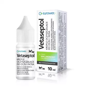 EWE EUROWET Vetaseptol Krople do oczyszczania oczu i nosa dla psów i kotów - 10 ml
