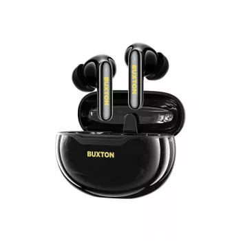 BXT Buxton BTW 7200 Black Tuya - Bezprzewodowe słuchawki douszne True Wireless z etui ładującym, czarne, Bluetooth 5.2, IPX4, sterowanie dotykowe, aplikacja Tuya Smart