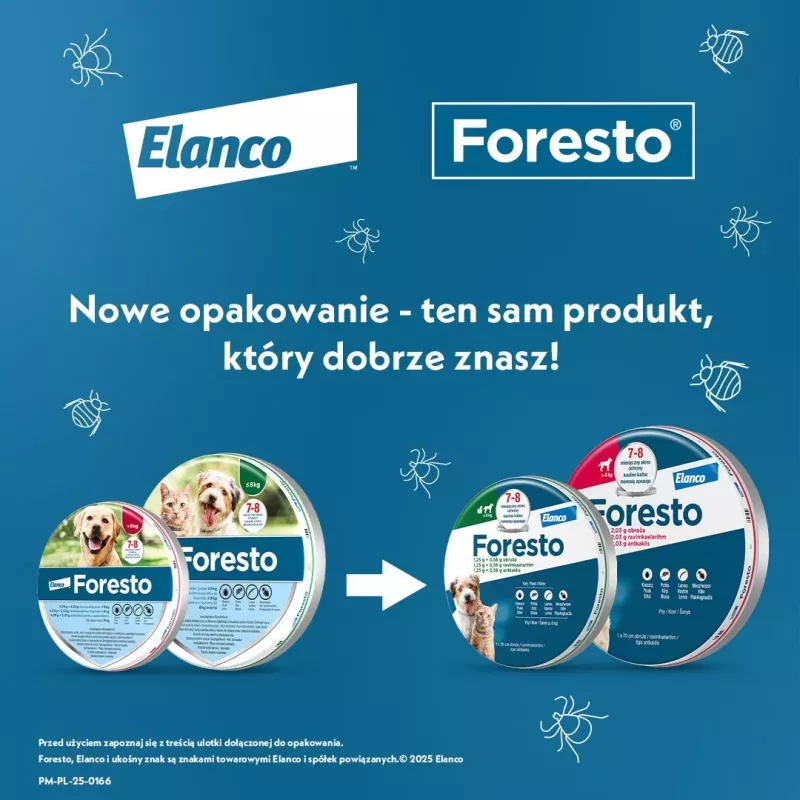 ENA ELANCO Foresto Obroża przeciw pchłom i kleszczom dla kotów i psów do 8 kg