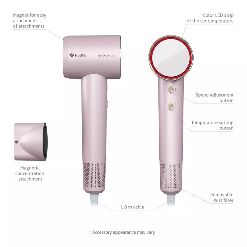 TLF TrueLife HairDryer D6 Suszarka do włosów 1600 W Róż