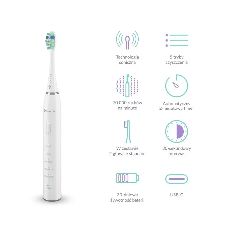 TLF TrueLife SonicBrush Clean30 Duo Soniczna Szczoteczka do Zębów