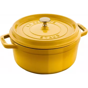 Staub La Cocotte 24 cm okrągłe żeliwne naczynie do gotowania, Cytrynowy, Żeliwo (1011669)