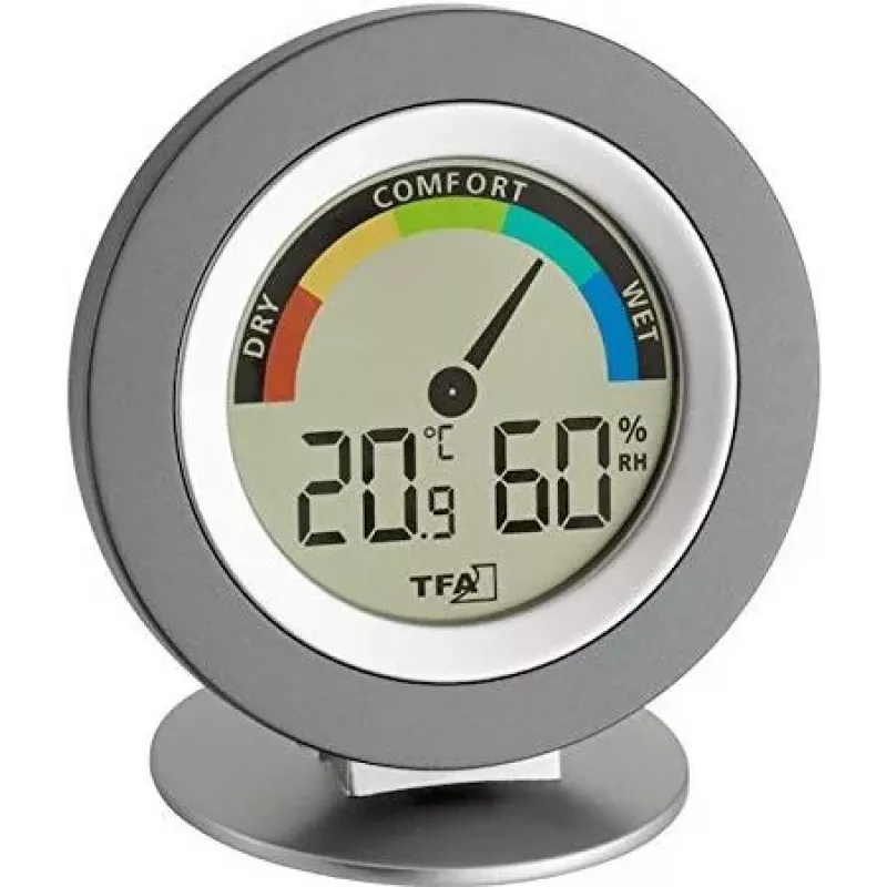TFA 30.5019 Thermo-Higrometr COSY - Cyfrowy termometr i higrometr wewnętrzny z pamięcią min/max, wskaźnikiem strefy komfortu, wyświetlaczem LCD, biały