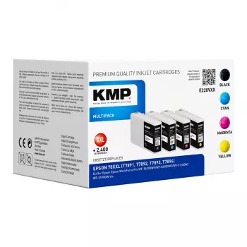 KMP MULTIPACK E220VXX - 4-Pack - High Yield - Black, Yellow, Cyan, Magenta - Compatible Ink Cartridge (Alternative to: Epson T7891, T7892, T7893, T7894) - for Epson WorkForce Pro WF-5110DW, WF-5190DW, WF-5620DWF, WF-5690DWF