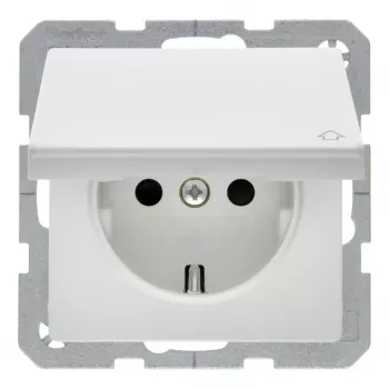 Berker 47516089 Gniazdo SCHUKO z pokrywą zawiasową Polar White Velvet