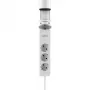 Listwa zasilająca Olympia IOIO SL 3000 na krawędź biurka, biała, 3 gniazda Schuko, 2 USB-A, kabel 1,5 m