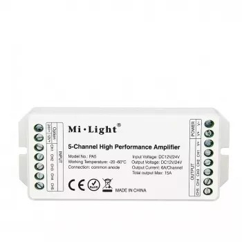MIBOXER PA5 5-kanałowy wzmacniacz LED 12-24V DC PWM RGB+CCT RGBWW RGB Dual White Single Color