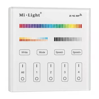 MIBOXER T4 Smart Panel Remote Controller RGB+CCT 4 Zones 2.4GHz RF Touch Panel Wall-Mounted