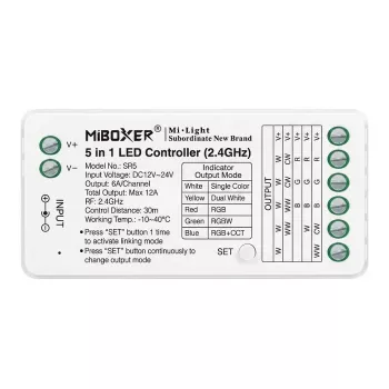 MIBOXER SR5 5-w-1 Sterownik LED RGB+CCT DC12-24V WiFi 2.4G Alexa