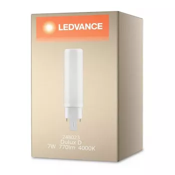 OSRAM DULUX D/E18 HF V 7W 840 G24Q-2 LED Retrofit Lamp, 770 lm, 4000K, Cool White, G24q-2 Base, Non-Dimmable