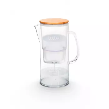 Lauben Glass Water Filter Jug 32GW, 3.2L, Borosilicate Glass, BPA-Free, Electronic Filter Life Indicator, Transparent/Black