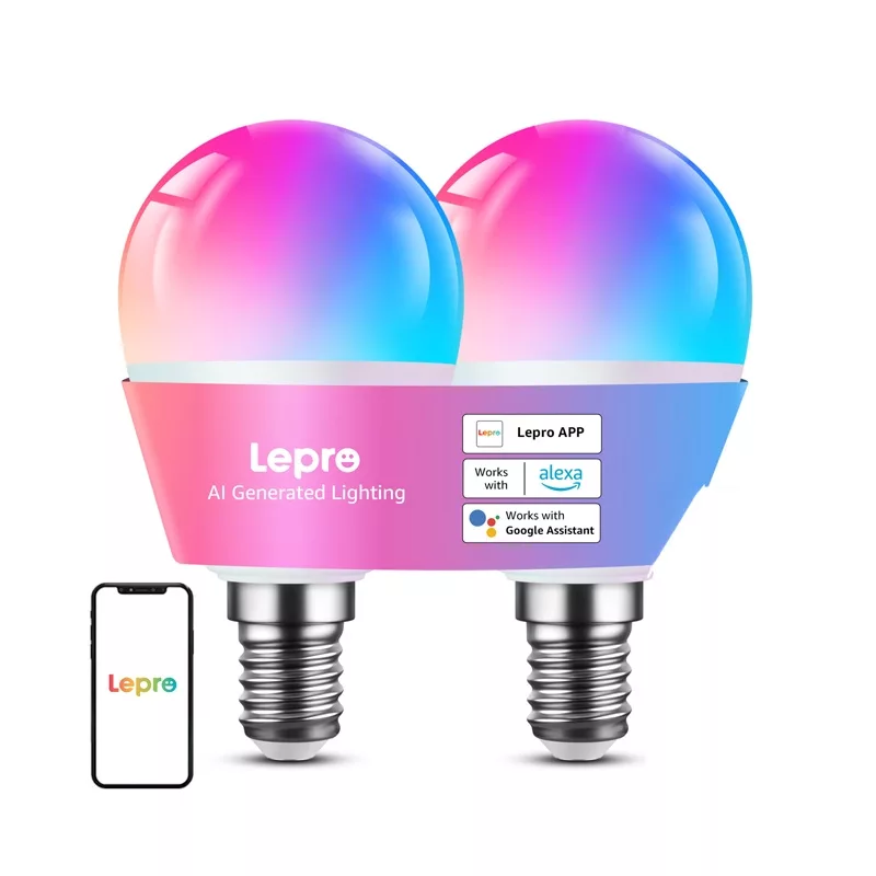 LEPRO BP1-2 E14 Żarówka LED z Bluetooth i Wi-Fi, 470 lm, 2 szt.