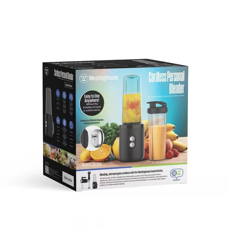 Westinghouse Avanti Cordless Personal Blender WKBEA03 - Czarny ze srebrnymi akcentami