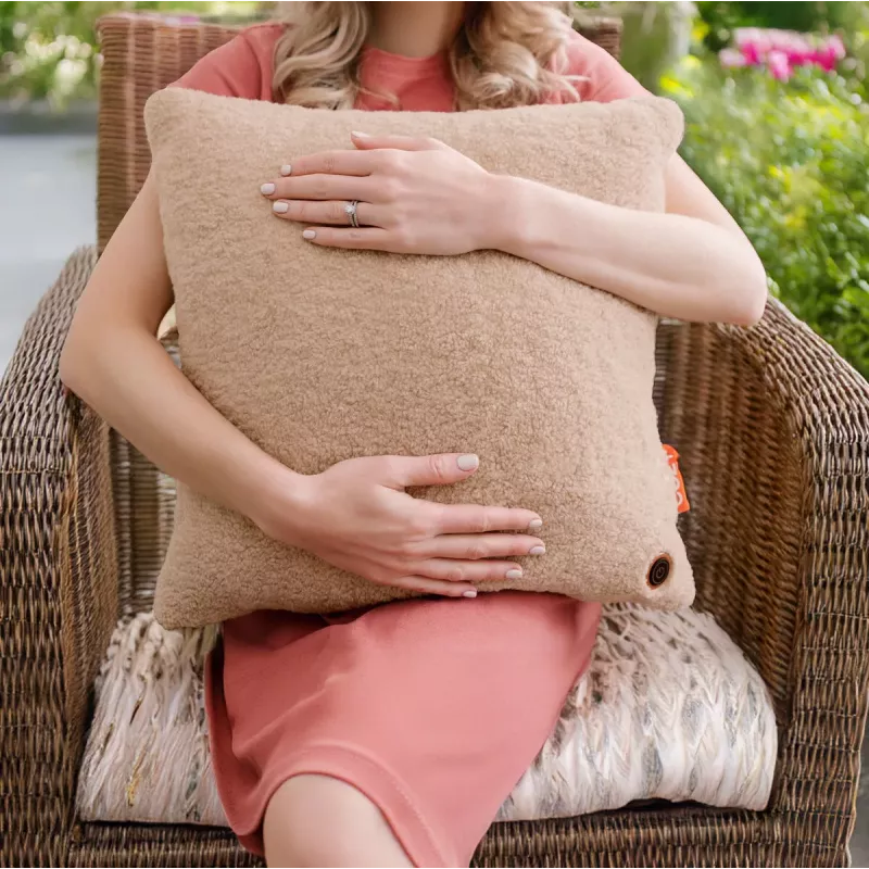 Bodi-Tek BT-CSHT2-W-LC-PB10 COZY Una Heated Comfort Cushion 45 x 45cm, Light Chocolate