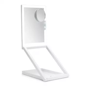 RIO MMAW-EU/1,0 Home and Away Lustro do Makijażu na Toaletkę - Dwustronne z Oświetleniem LED, Powiększenie 1x/5x, Składane, Białe