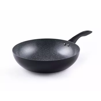 Progress BW12915EU7 Patelnia Wok z Pokrywką, Marmur Ceramiczny, 28 cm