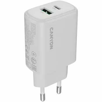 CANYON OnCharge 200 20W 1xPD 1xQC EU Biała Ładowarka ścienna