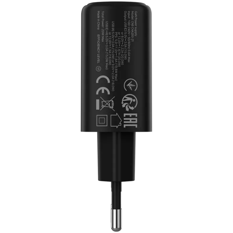 CANYON OnCharge 200 20W 1xPD 1xQC EU Czarna Ładowarka ścienna