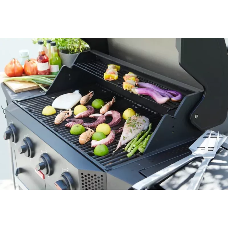 Barbecook Kuchenka gazowa Luca 412 z szafką i palnikiem bocznym, 145,4 x 60,3 x 112,3 cm, czarny