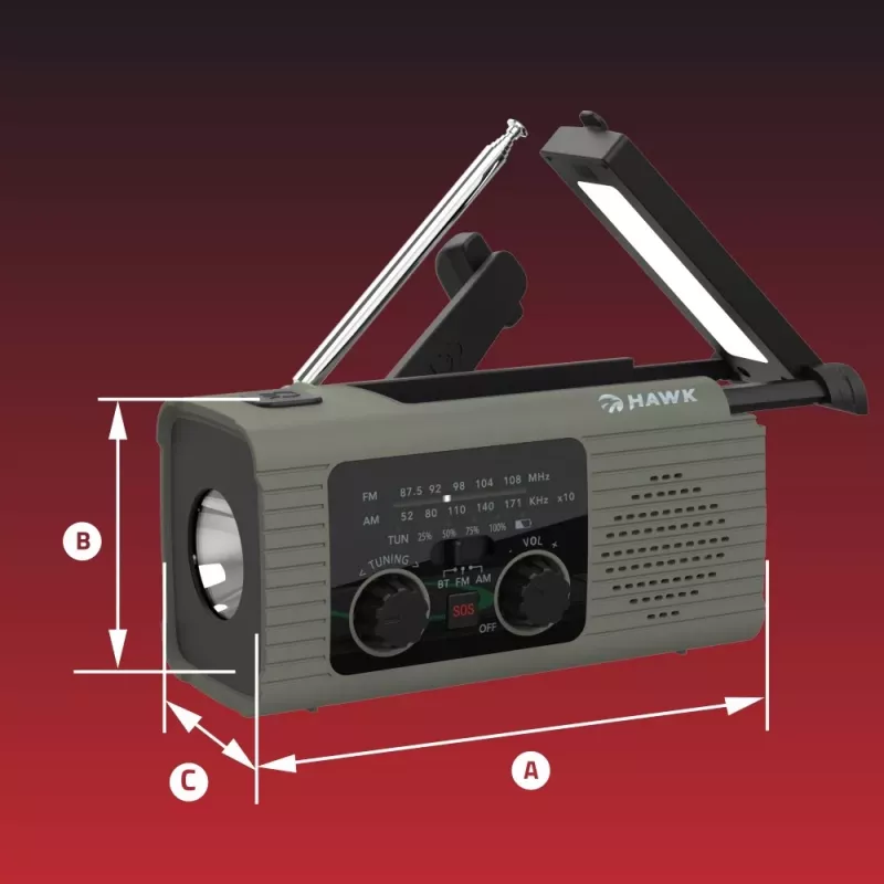 Hawk HWRDI410GN Radio Solar Dynamo z Latarką