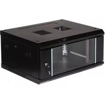 EPRADO-R19-4U/450-BLUE 19-calowa 4U Szafa Rack naścienna, Niebieska (RAL 5012), Głębokość 450 mm, Obciążenie 60 kg, Drzwi ze szkła hartowanego