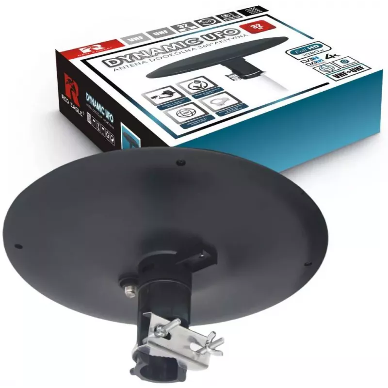OPTICUM RED Opticum DVB-T Dynamic UFO-360 Czarna aktywna zewnętrzna antena dookólna