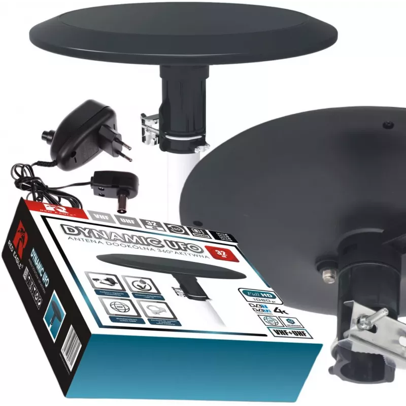 OPTICUM RED Opticum DVB-T Dynamic UFO-360 Czarna aktywna zewnętrzna antena dookólna