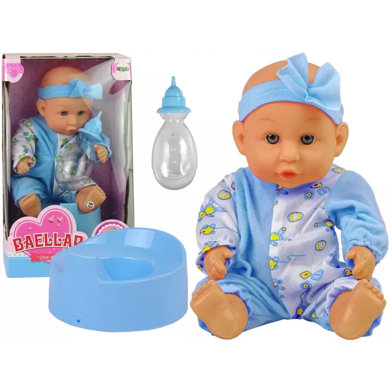 LEAN TOYS Niebieska laleczka do nauki korzystania z nocnika 24 cm