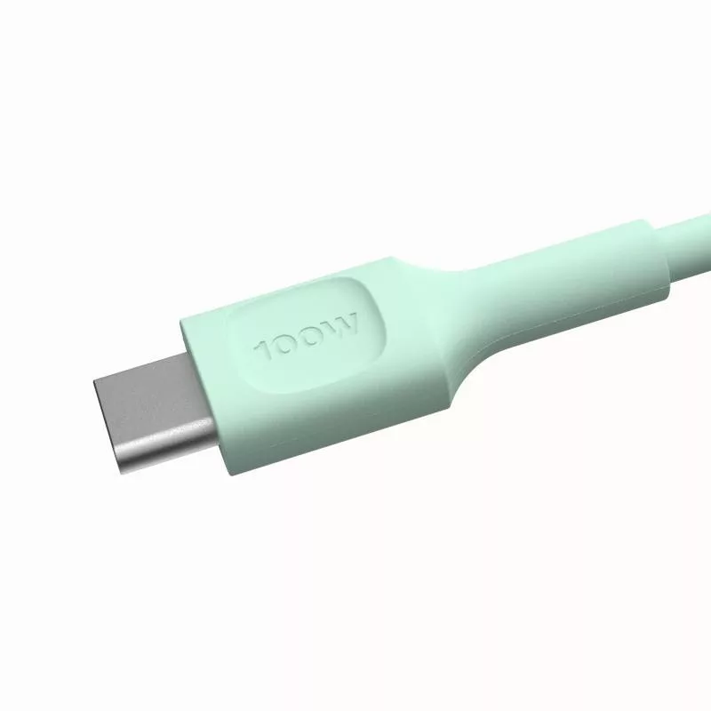 Green Cell PowerFlex Fast Charging USB-C to USB-C Cable 100W 2m Mint Green