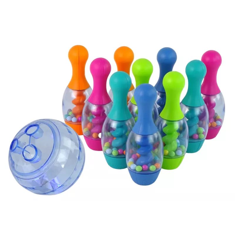 LEAN TOYS Gra Zręcznościowa Kręgle z Kulami Iryzująca Podstawka na Kule