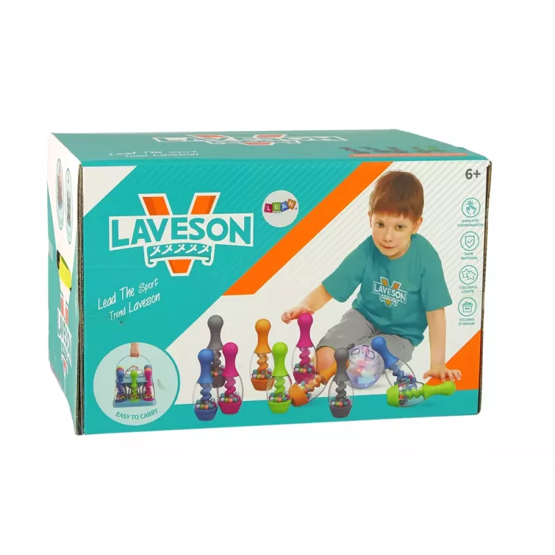 LEAN TOYS Gra Zręcznościowa Kręgle z Kulami Iryzująca Podstawka na Kule