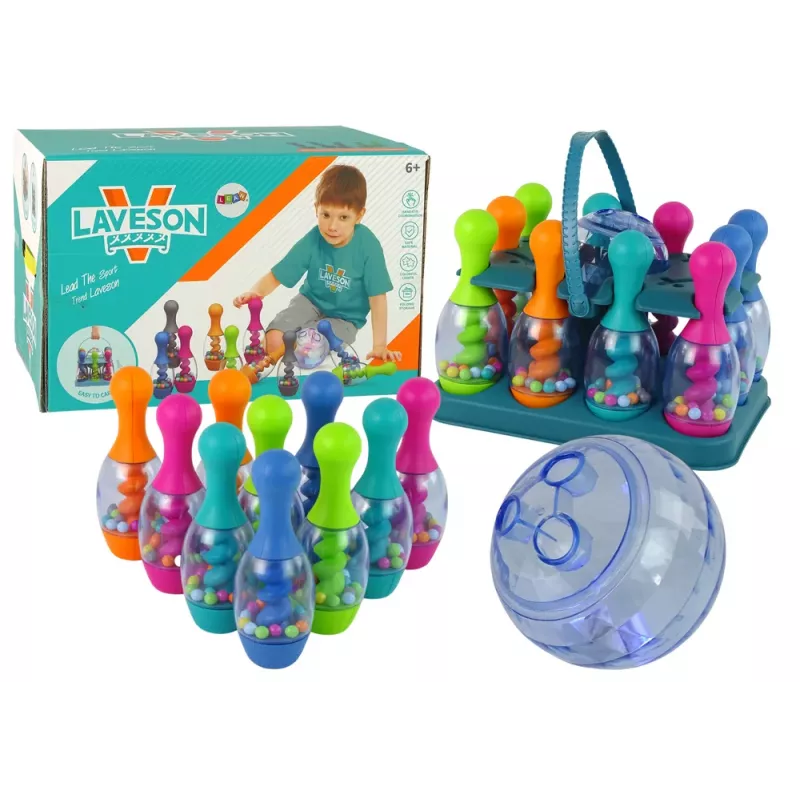 LEAN TOYS Gra Zręcznościowa Kręgle z Kulami Iryzująca Podstawka na Kule