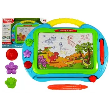 LEAN TOYS Magnetyczna Tablica do Rysowania z 3 Stemplami i Rysikiem