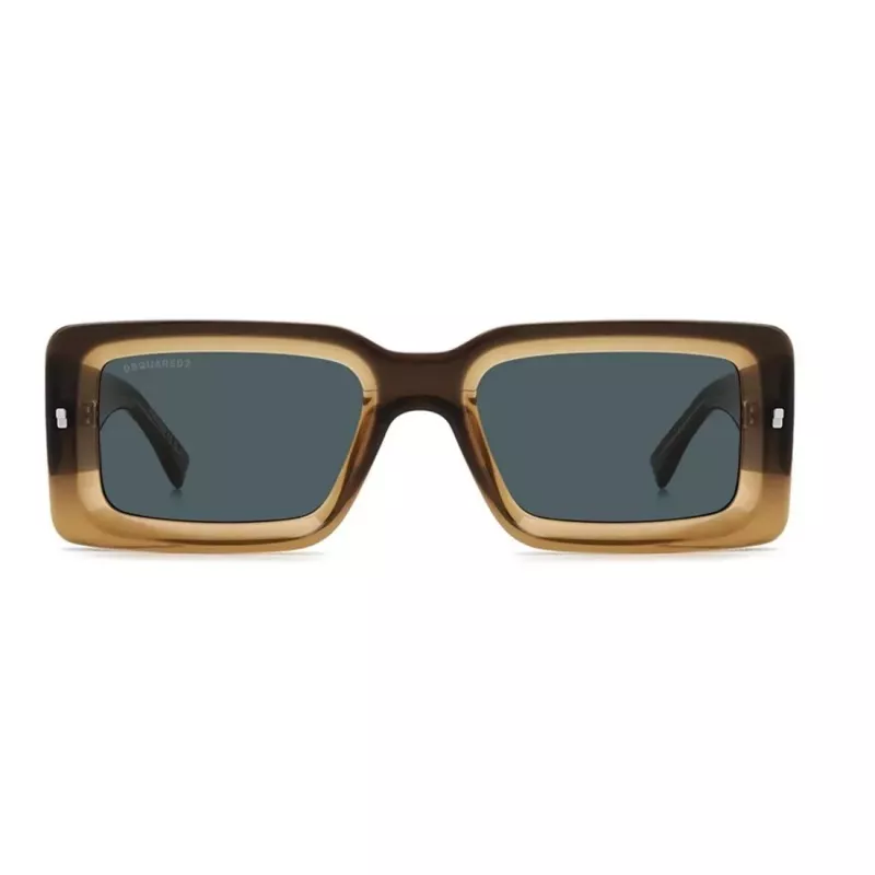 DSQUARED2 D2-0142-S-9EN Okulary przeciwsłoneczne męskie - czarna oprawka acetatowa, szare soczewki poliwęglanowe, 52mm