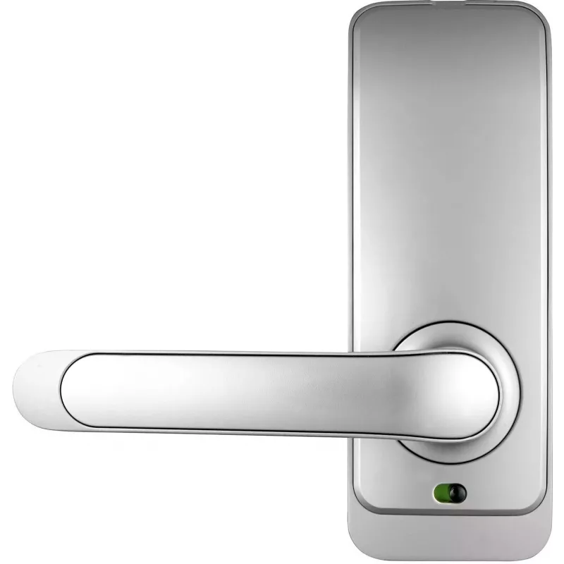 EURA ELH-01H4 Srebrna klamka kontroli dostępu z czytnikiem linii papilarnych, RFID, PIN, Bluetooth