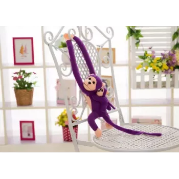 LEAN TOYS Mascot Pluszowa Małpa z Młodym, Fioletowa 90 cm