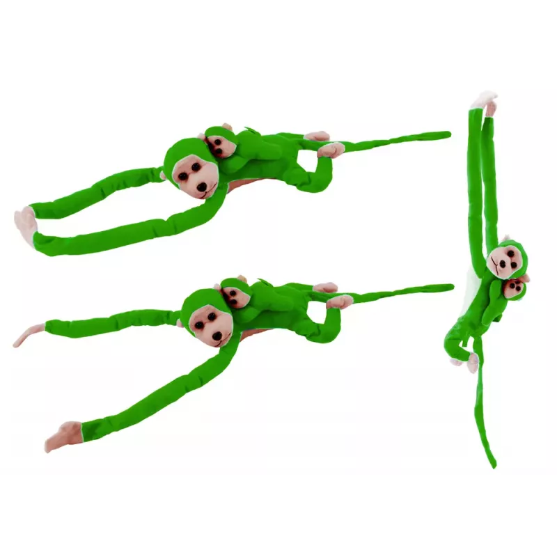 LEAN TOYS Mascot Pluszowa Małpa z Młodym, Zielona 90 cm
