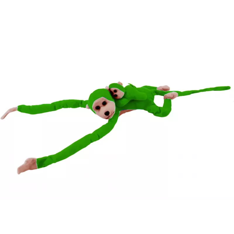 LEAN TOYS Mascot Pluszowa Małpa z Młodym, Zielona 90 cm