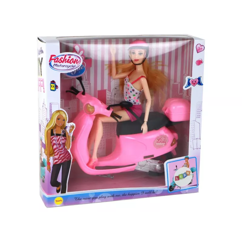 LEAN TOYS Lalka na Różowym Hulajnodze z Ruchomymi Elementami