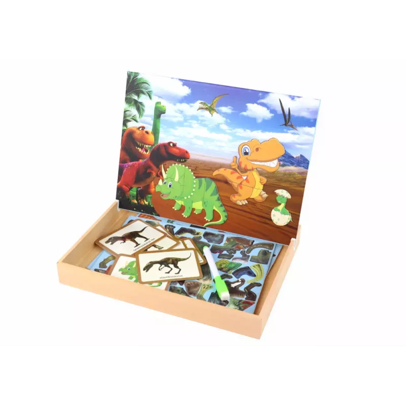 LEAN TOYS Edukacyjny Zestaw Magnetycznych Puzzli z Dinozaurami