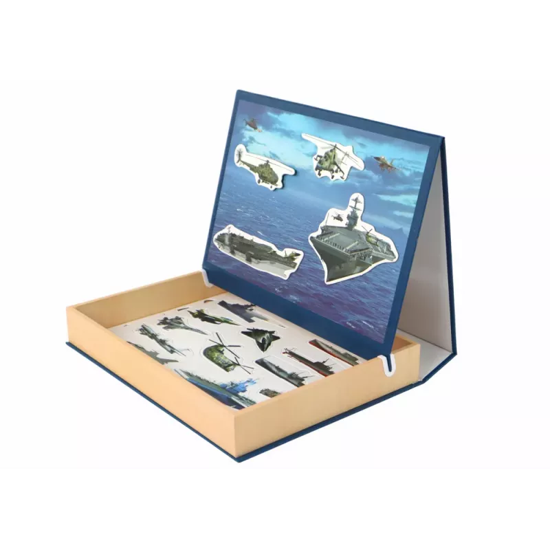 LEAN TOYS Edukacyjny Magnetyczny Zestaw Puzzli - Motyw Okrętu Wojennego, 30 Elementów, Drewniane, Wiek 3+