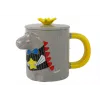 LEAN TOYS Szary kubek z zaparzaczem Dinozaur 400 ml